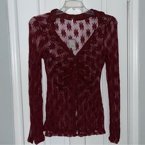 NWT Free People Lucky Shirtee Lace Sheer